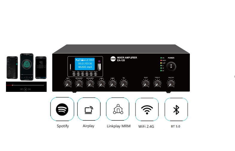 Wi-Fi Internet Streaming Amplifier with USB/SD/FM/Bluetooth  EA-30W/EA-60W/EA-120W