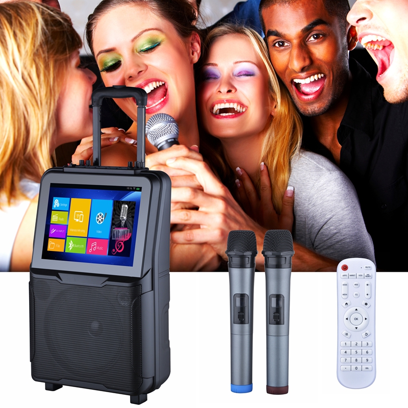 Portable Trolley Speakers with Wireless Microphone and LCD Display TS10A