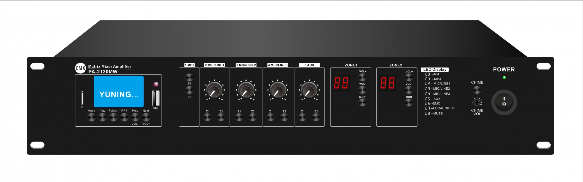Wi-Fi Internet Streaming 2 Zone Matrix Mixer Amplifier with USB/SD/FM/Bluetooth PA-2120MW/PA-2240MW/PA-2350MW/PA-2500MW