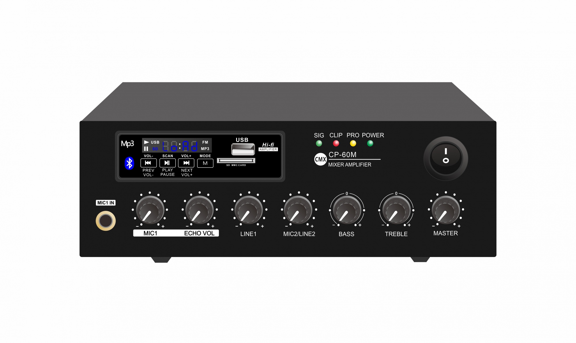Mini Mixer Amplifier with USB/SD/FM/Bluetooth/Echo CP-30M CP-60M